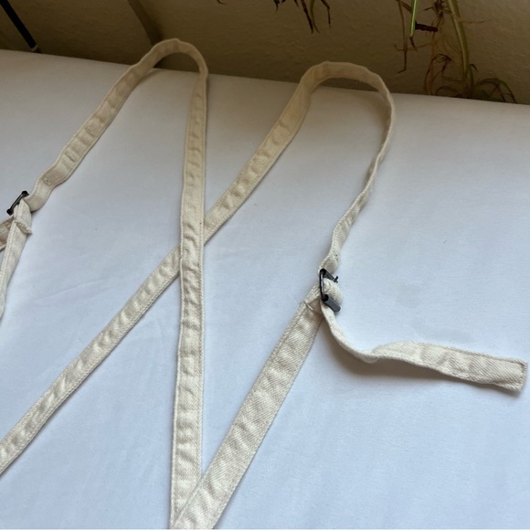 NIKO AND ivory cream denim slim leg cropped overall straps jeans - Picture 5 of 7